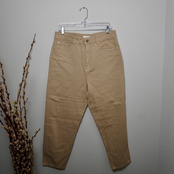 H&M High-Waisted Tapered Mom Jeans - Tan Beige - Picture 3 of 5